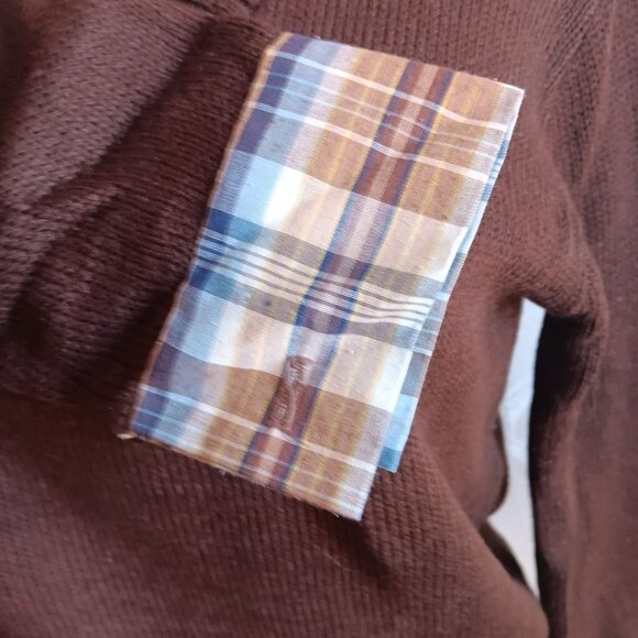 Women's Medium Vintage 70's Brown V-Neck Sweater Layered Look Cottage Granny - Picture 6 of 8